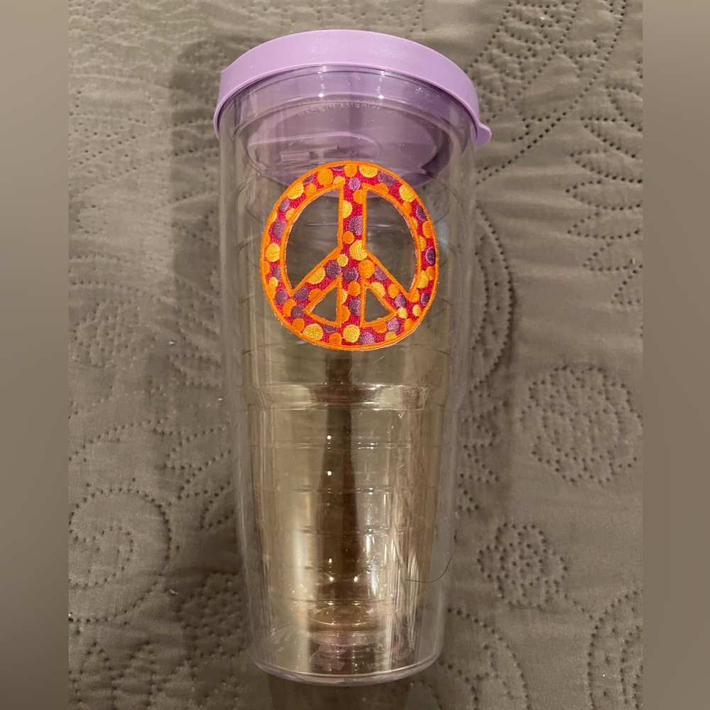 LAST CHANCE!  Make offer.  
TervisPurple Peace Sign Tumbler